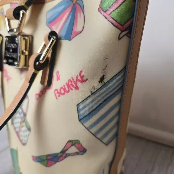 VTG Dooney & Bourke Beach Theme Print Bucket Bag RARE - Picture 4 of 13